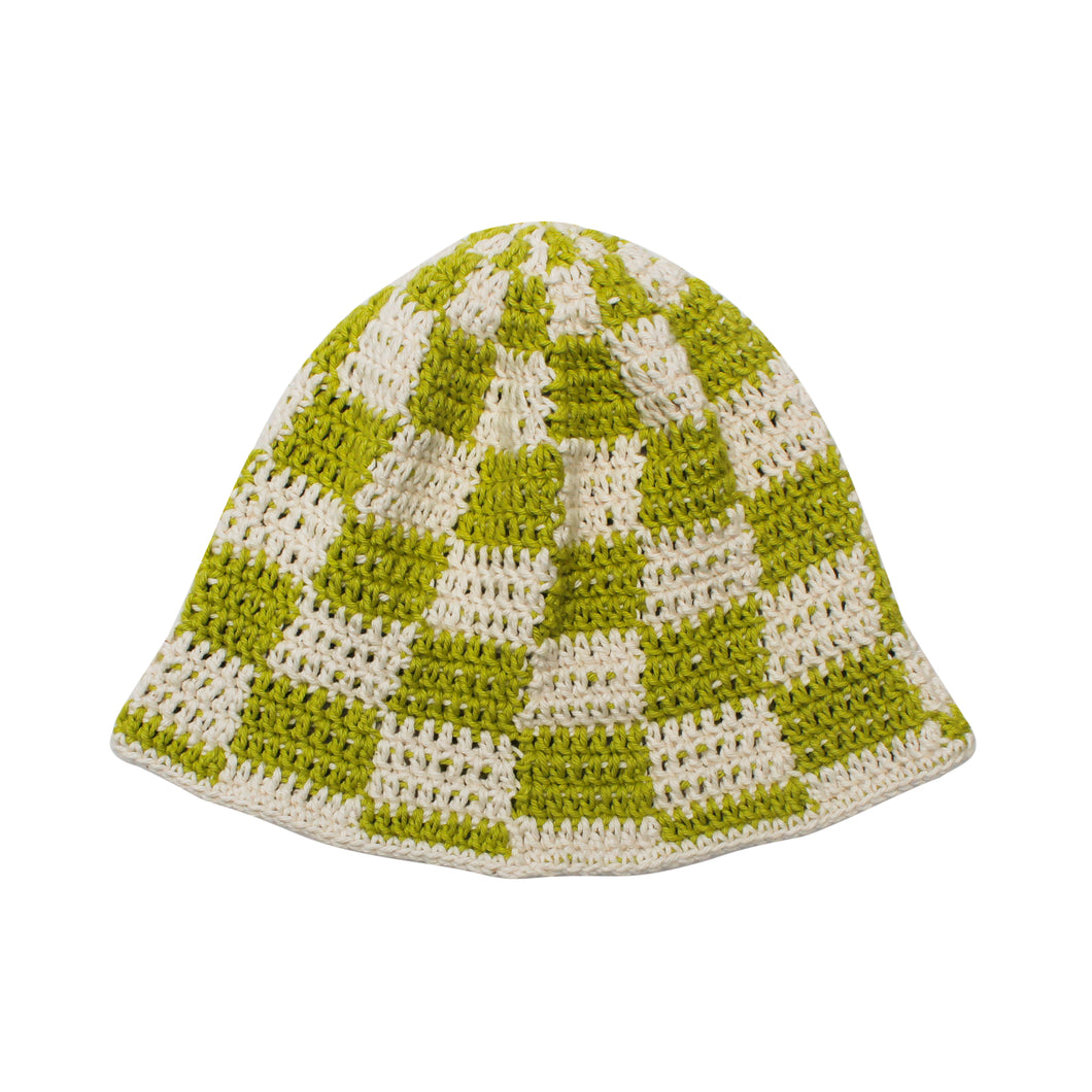 Sol Sol - Checkered Crochet Hat - Green