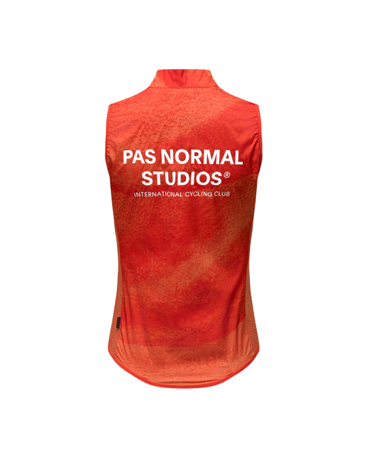 Pas Normal Studios - Women's Mechanism Stow Away Gilet - AOP Hibiscus Orange