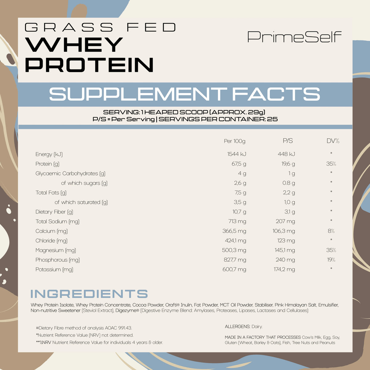 Prime Self - Grass-Fed Whey Protein - Salted Dark Chocolate