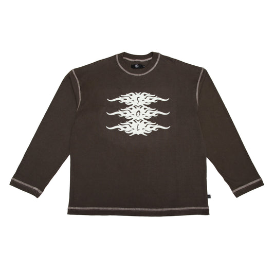 SOL-SOL - Graphic Long Sleeve T-Shirt - Brown