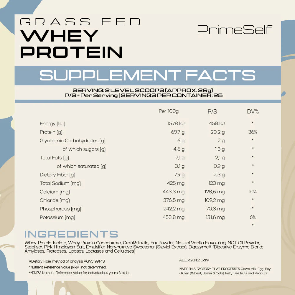 Prime Self - Grass-Fed Whey Protein - Vanilla Bean