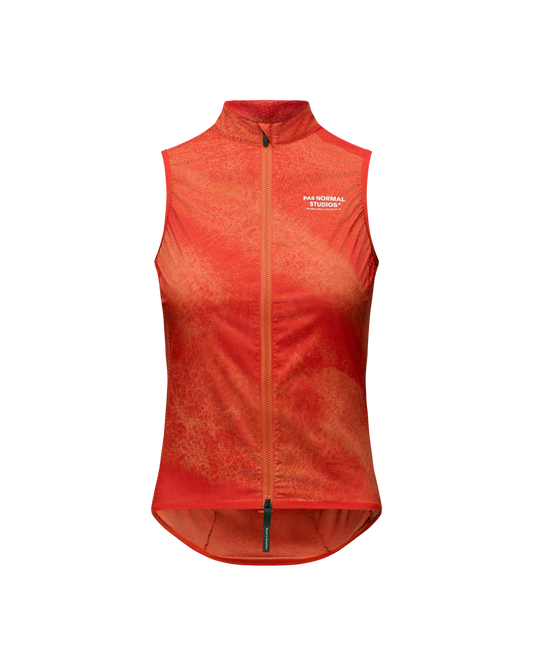Pas Normal Studios - Women's Mechanism Stow Away Gilet - AOP Hibiscus Orange