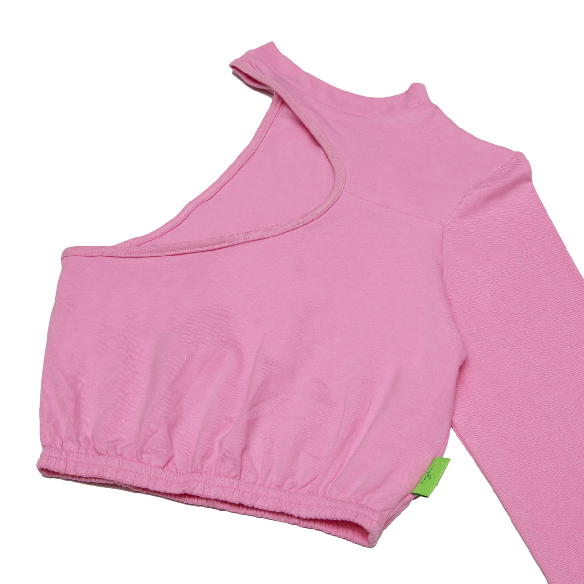 One-Shoulder, Long Sleeve Turtleneck - Pink